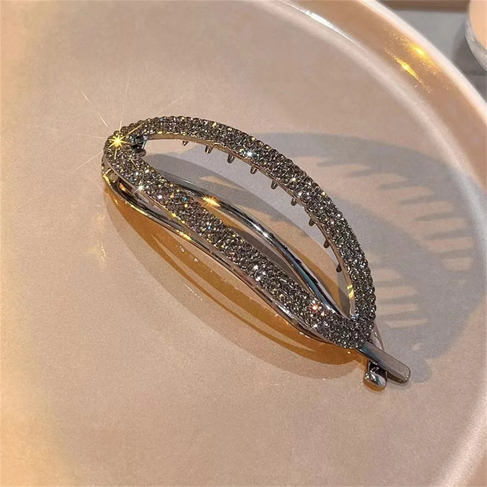 Rhinestone Curved Hair Clip - Dbuay™️