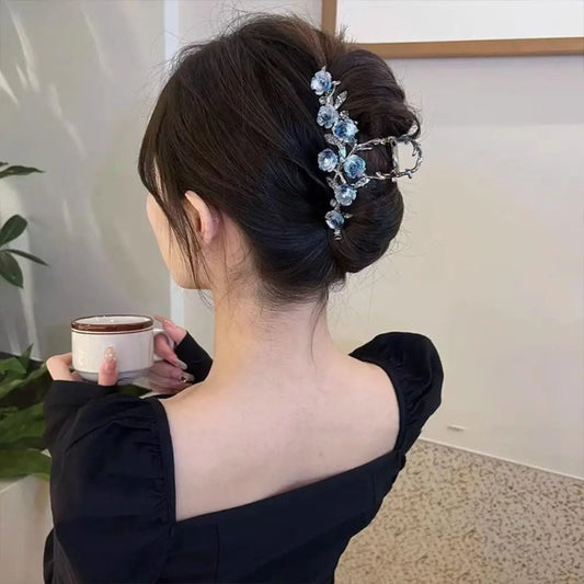 Camellia Flower Hair Claw Metal Shark Clip for Women - Dbuay™️