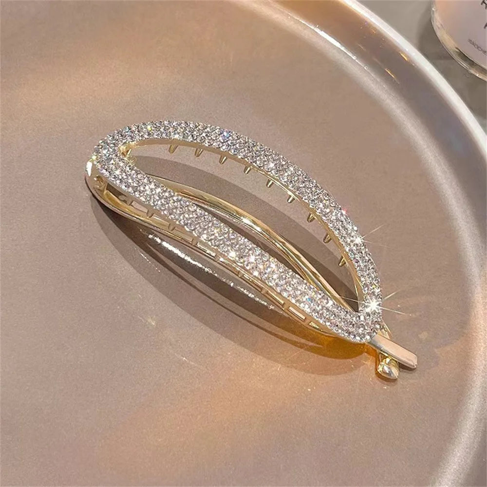 Rhinestone Curved Hair Clip - Dbuay™️