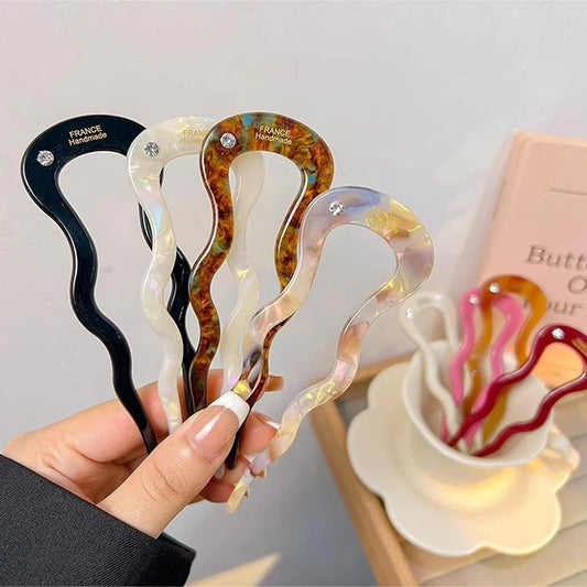 French Acetate U-Shaped Hair Stick - Dbuay™️