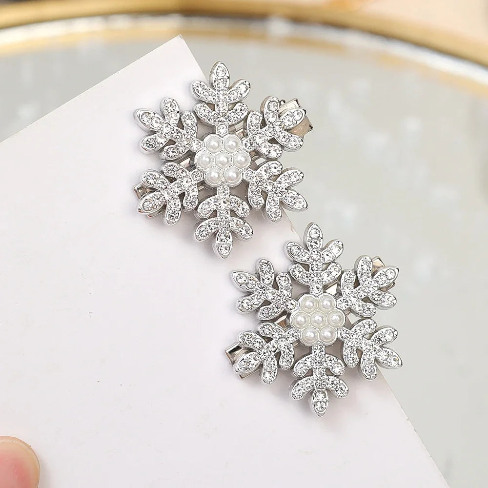 Snowflake Rhinestone Hair Clips - Dbuay™️